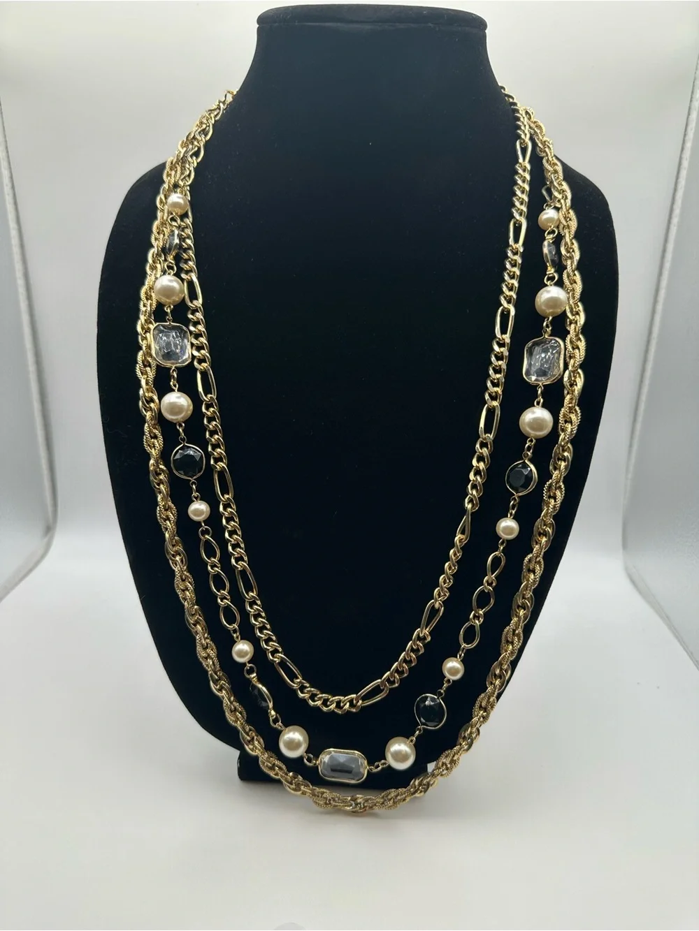 Gold-Tone Multi-Strand Pearl & Crystal Necklace - Women Jewelry